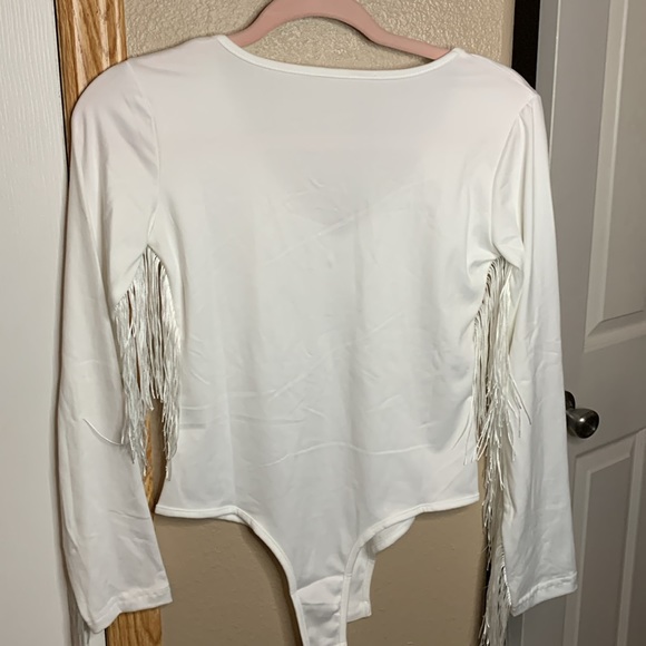 Western Fringe trimmed white bodysuit NWT - Picture 5 of 5